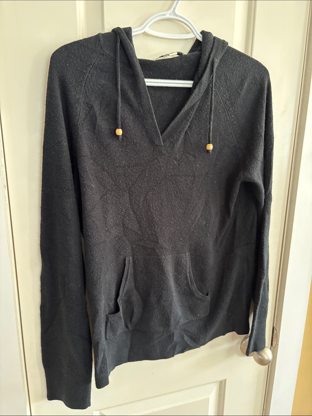 Debbie Morgan Black V-Neck Hoodie Sweater